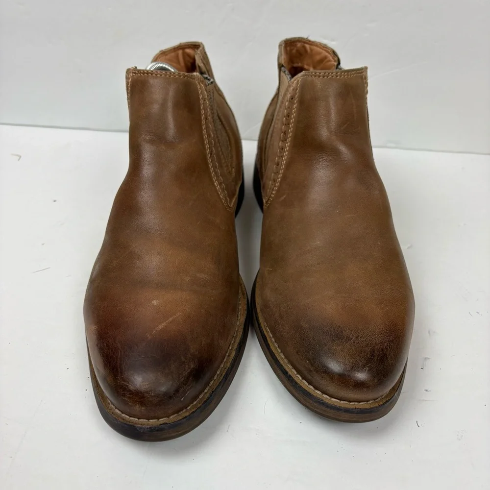 Steve Madden Paxton Men's Brown Leather Chelsea Boots Size 8 Burnished Toe